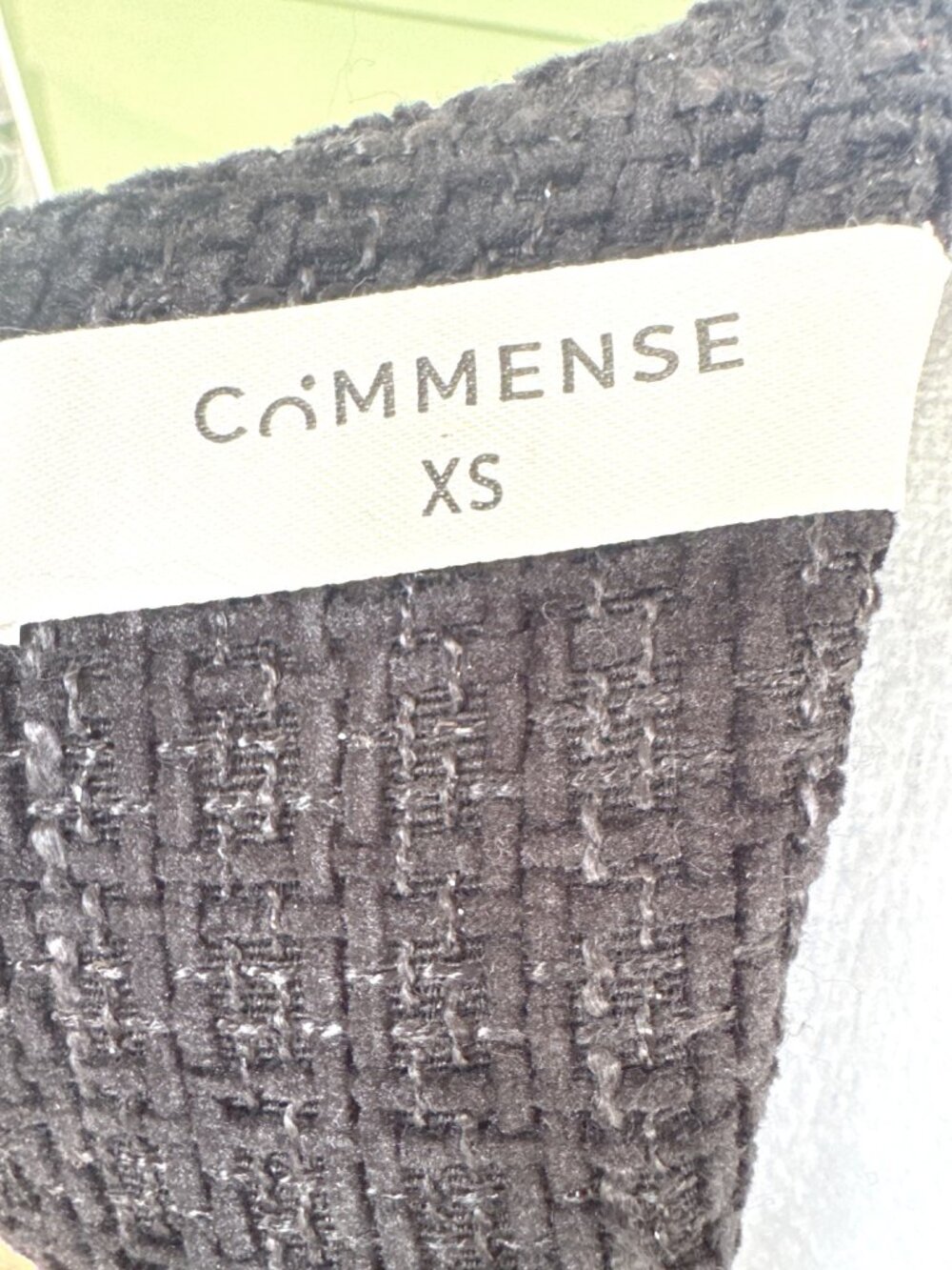Commense Textured Sleeveless Black Mini Dress Gold Detail XS Chic - Picture 6 of 7